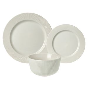 Set 12 piezas Plato Playo Postre Bowl Porcelana guarda estriada Aston