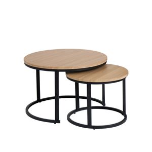 Set Mesas Ratonas Redondas Nido Madera Metal Baires4