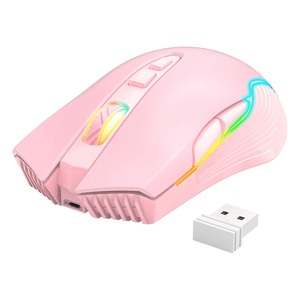 Mouse Gamer Aimzone AZ603 Inalámbrico RGB Rosa