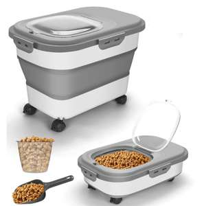 Contenedor Hermético Comida Mascota WAGGS 20L Plegable con Ruedas