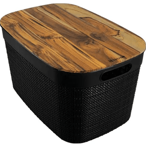 Caja organizadora simil yute tapa teca