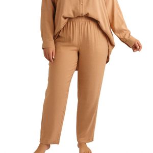 Pantalón de Lino Bruna Tostado