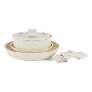 Bateria De Cocina 5 En 1 Beige Granito Mango Desmontable Beige