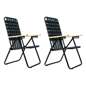 Combo X2 Reposeras Descansar 20002 Negro Con Blanco 5 Posiciones Acero Y Madera