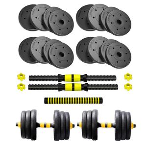 Kit Mancuernas Y Barra 30 Kg Discos Force By Gadnic Pvc Con Tope A Rosca