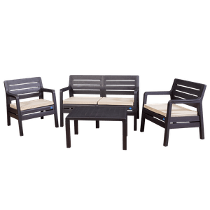 Set De Living Jardin Exterior PARIS Mesa + 3 Sillones Grafito