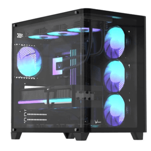 GABINETE GAMER FORMULA V LINE CRYSTAL U2 FLOE BLACK (ATX, 4 FANS FLOE 12BK ARPW)