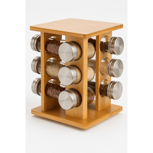 Especiero de Madera de Bambú 12 Frascos 110mL Hogar Actual