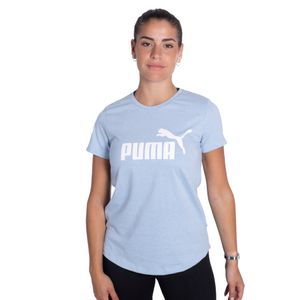 Remera Puma Essentials Logo Heather Sportstyle Mujer Moda Celeste