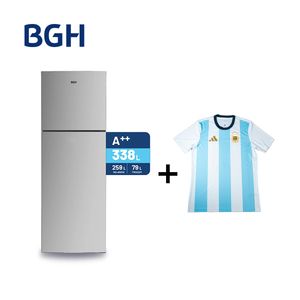 Combo Heladera Inverter No Frost BGH 338L Inox BRT330I1A + Camiseta BGH adidas Talle M