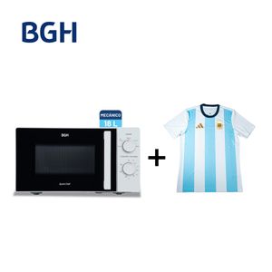 Combo Microondas BGH Mecánico 18L Blanco B118MB25 + Camiseta BGH adidas Talle M