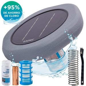 Ionizador Solar Para Piletas Gadnic Panel Monocristalino Libre De Cloro Y Químicos 150000 m³