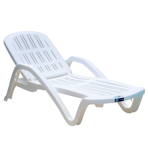 Reposera Plástica Miami 5 Posiciones, Con Ruedas Color Blanco Blanco