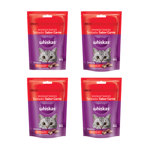 Whiskas Snacks Tentador Sabor Carne 80gr X4 Unidades