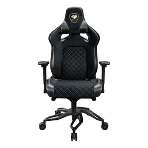 Silla Gamer Ergonomica Cougar Titan Pro V2 Negra Dorada Cuero Sintetico Terciopelo