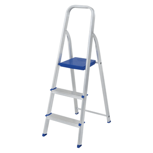 Escalera 3 Escalones De Aluminio Azul Mor