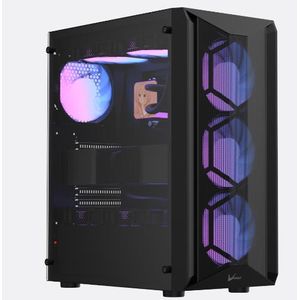 GABINETE GAMER FORMULA V LINE AIR POWER G1 PLUS BLACK SIN CONTROLADORES RGB (ATX, 4 FANS COSMIC 12 ARPW)