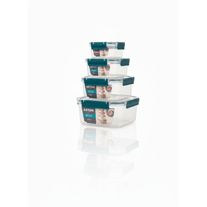 Set x 4 Tapers Herméticos Apilables Antiderrame Cuadrados