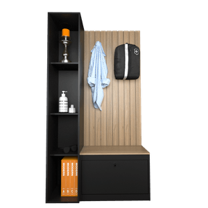 MUEBLE PERCHERO RECIBIDOR CON VARILLADO PARED Y ZAPATERO