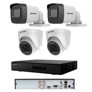 Kit De 2 Cámaras 2 Domos De Seguridad Y 1 Grabadora DVR Hikvision