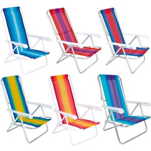 Combo x6 Silla Reclinable 8 Posic Aluminio C/Surtidos Mor