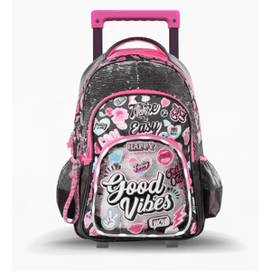 Mochila Carro Footy Good Vibes 18” con Luz Led Negro
