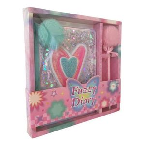 Diario Intimo Con Lapicera Fuzzy Diary Sl7002 Shine Corazon Rosa Y Blanco