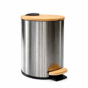 Cesto De Residuos Acero Inox C/Tapa Bamboo 5 L Hogar Actual
