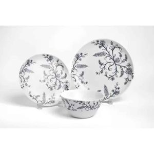 Set Valijjas 12 Piezas - 4 Platos Playo Redondo + 4 Platos Postre + 4 Bowls Flores Azules