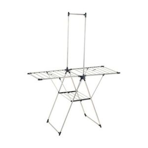 Tender de pie extensible metal plateado con tendedero vertical