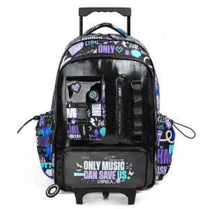 Mochila Chimola Con Carrito 18 Pulgadas Trama Milky Punk Purple