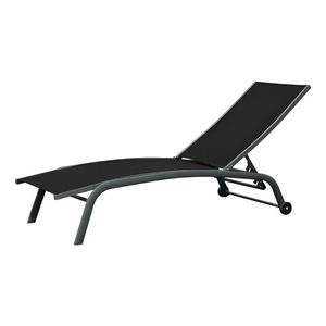 Reposera Descansar De Aluminio Con Ruedas Negro