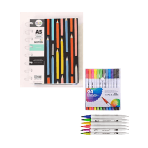 Cuaderno inteligente + 24 marcadores doble punta