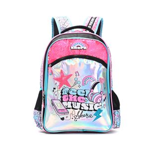 Mochila Skora Lettering Escolar 18 Pulgadas Color Rosa Con Negro Diseño Lentejuelas Con Llavero