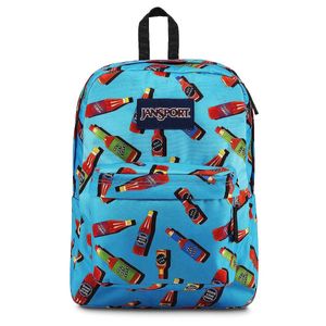 Mochila Jansport 25 Lts Superbreak Botellitas Fondo Celeste