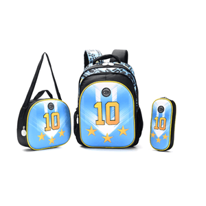 Set Escolar Celeste de Messi – Mochila 16” con Carrito, Lunchera y Cartuchera