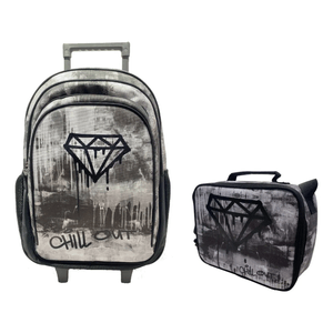 Combo Escolar Mochila 18p + Lunchera Chill Out Zykl002 Shine Negro
