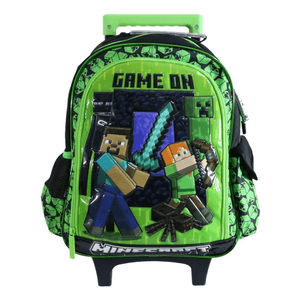 Cresko Mochila Carro Minecraft Mine 14p Mi186 Verde