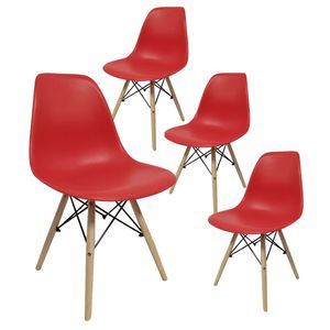 Silla Eames Comedor Plastico Patas Madera Colores X 4 Uni