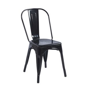 Silla Industrial Tolix Metal Int/Ext Negro Brillante
