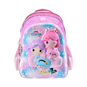 Mochila Escolar Espalda 18" Con Luz Led Cool Friends Rosa