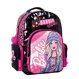 Mochila Barbie Espalda 18 Pulgadas Animal Print Negro