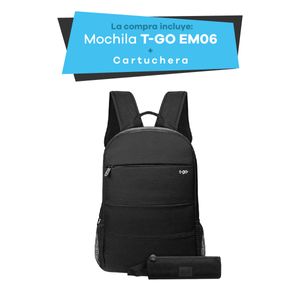 Mochila escolar Universitaria porta notebook T-go + Cartuchera tubo Everlast