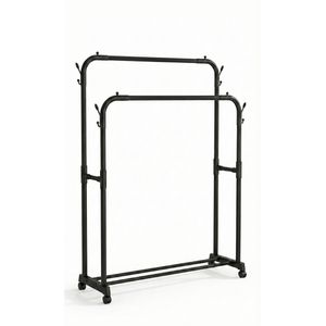 Perchero Movil De Pie con Doble Barral y Base Porta Calzados