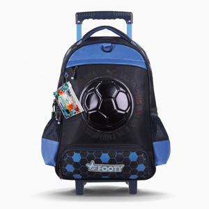 Mochila Con Carrito 18 Pulgadas Footy Pelota Azul