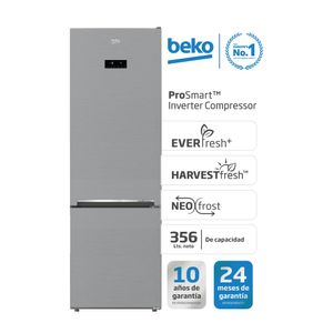 Heladera Beko Inverter No Frost 356L freezer inferior - inox