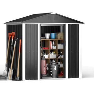 Cobertizo Caseta Deposito De Jardin 185x180x120 Acero Negro