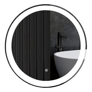 Espejo Redondo Led Luz Fría Táctil 60cm Anti Empañe C/ Hora Borde Pulido