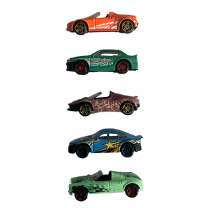 Pack x5 Autos Clásicos Die-Cast Metal Retro Naranja Descapotable
