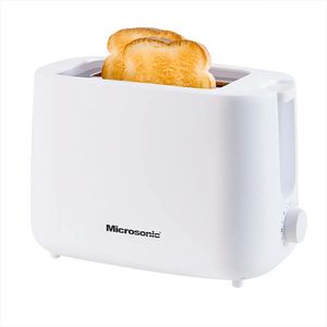 Tostadora Eléctrica Microsonic 800w 2 Panes Rebanadas Blanco
